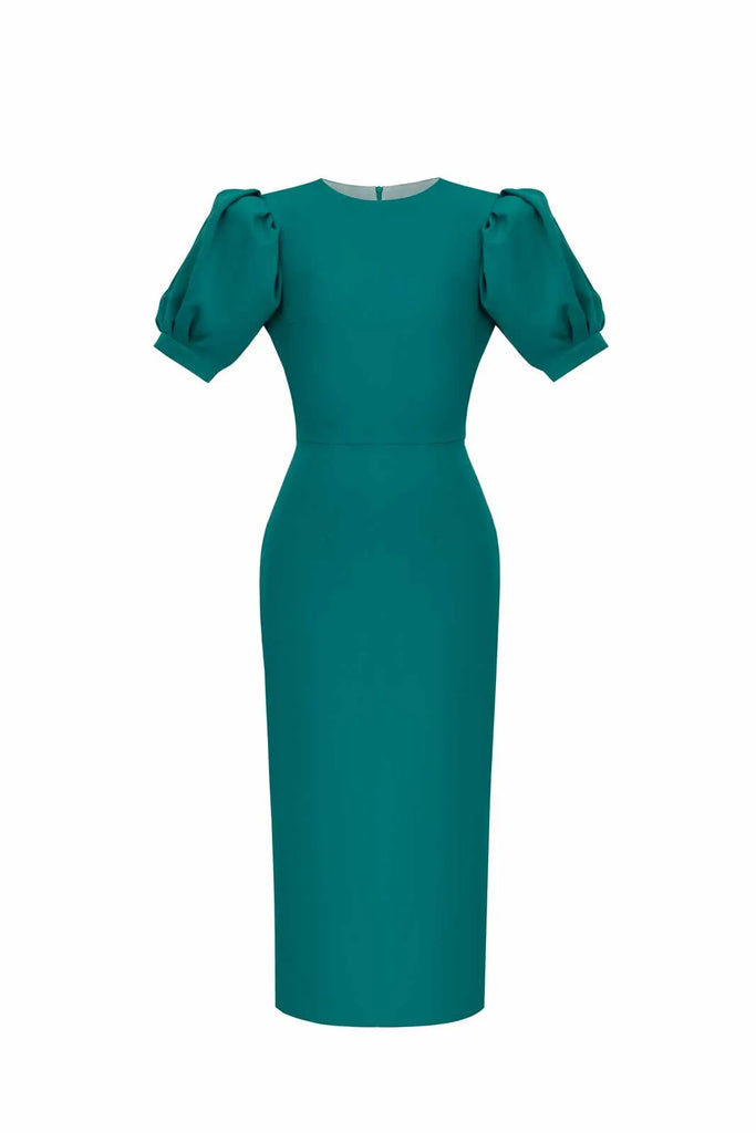 Voluminous Sleeve Midi Dress - POST MERIDIEM
