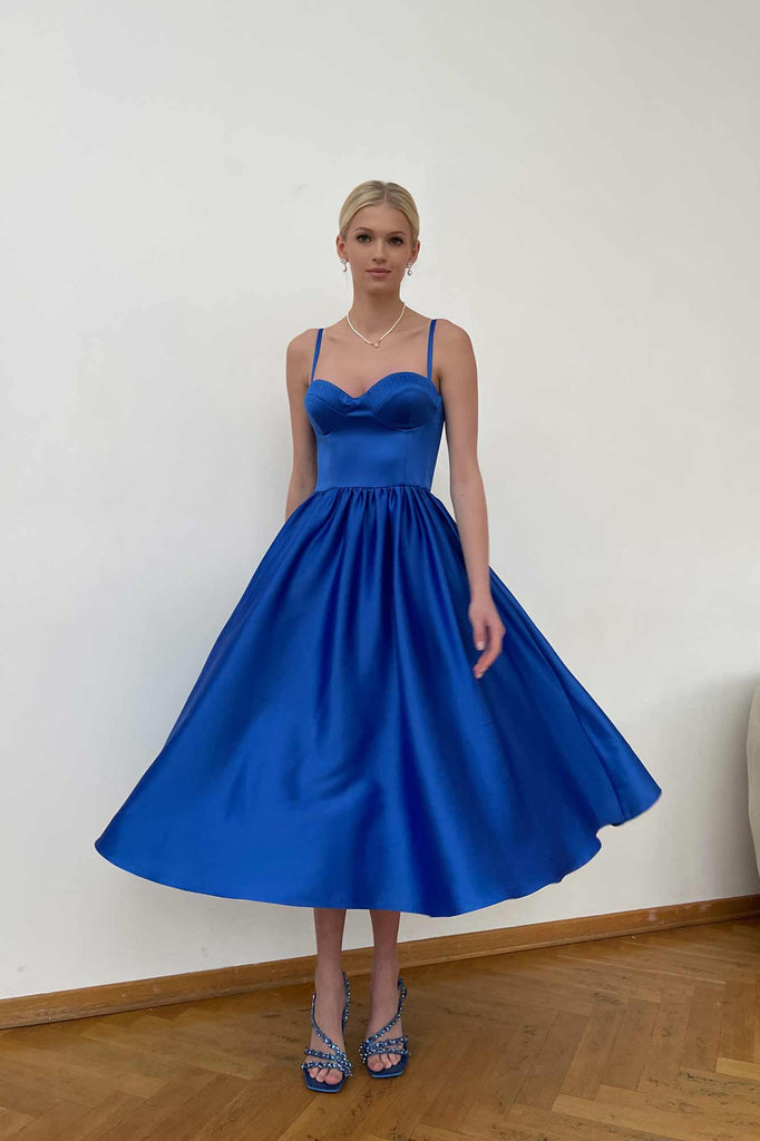 Bustier Pleated Bust Cups Midi Dress - POST MERIDIEM