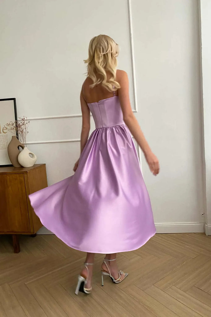 Bustier Pleated Bust Cups Midi Dress - POST MERIDIEM