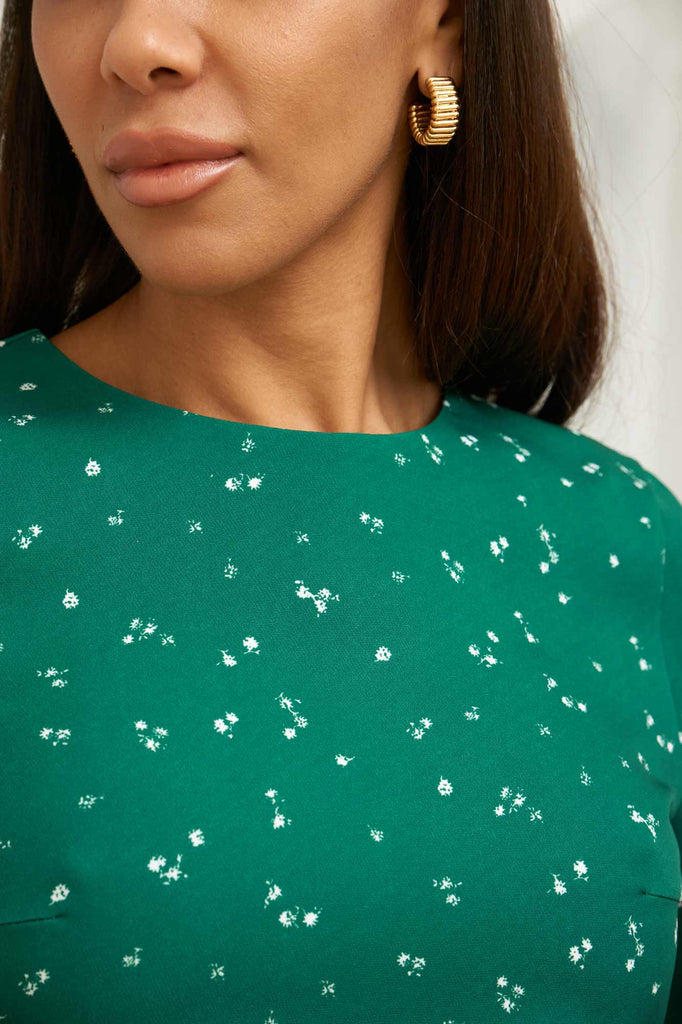 Godet Silhouette Long Sleeve Midi Dress - POST MERIDIEM