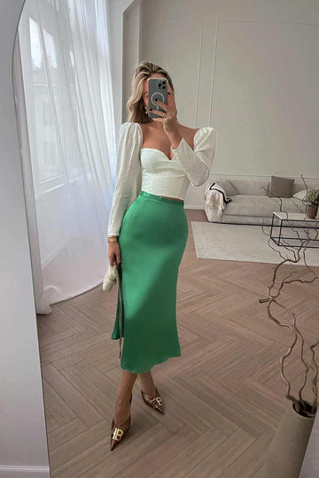 Long Sleeve V Neck Crop Top - POST MERIDIEM