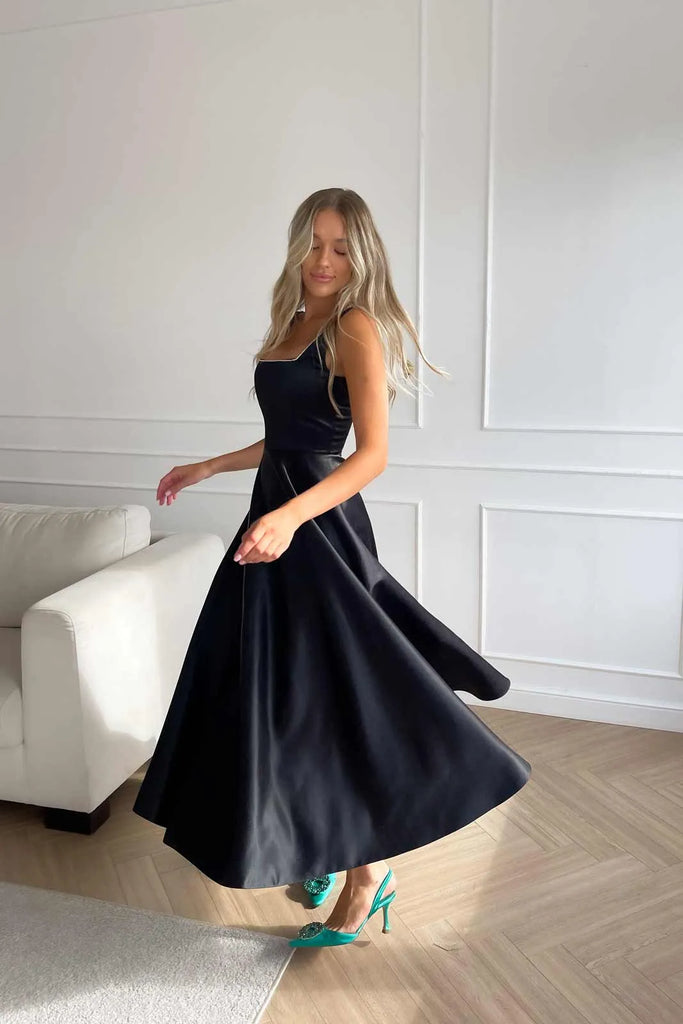 Strap Decorated Bodice Midi Dress - POST MERIDIEM