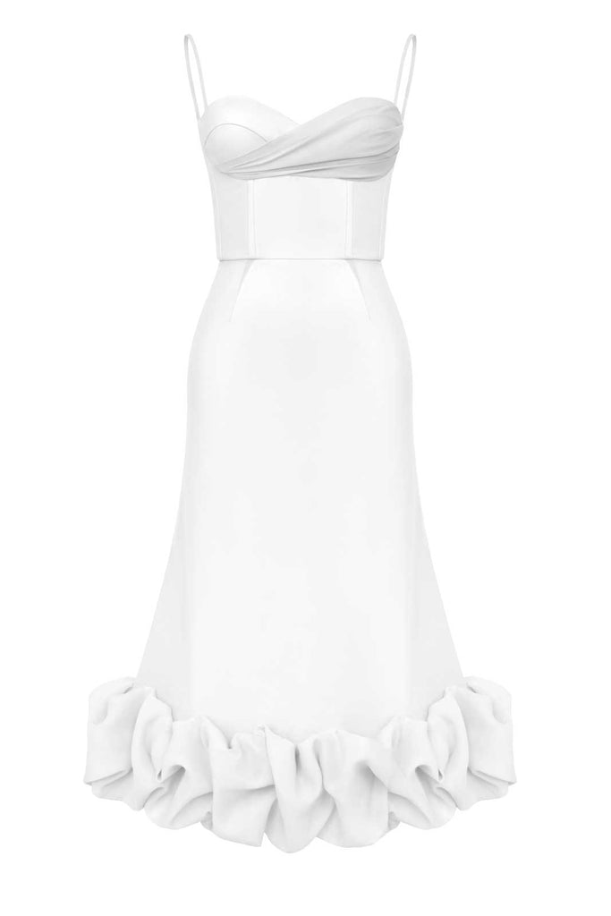 Draped Bodice Bottom Flounced Bustier Dress - POST MERIDIEM