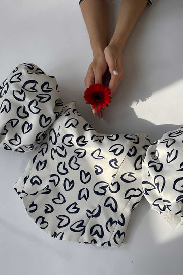 Heart Printed Bustier Top - POST MERIDIEM