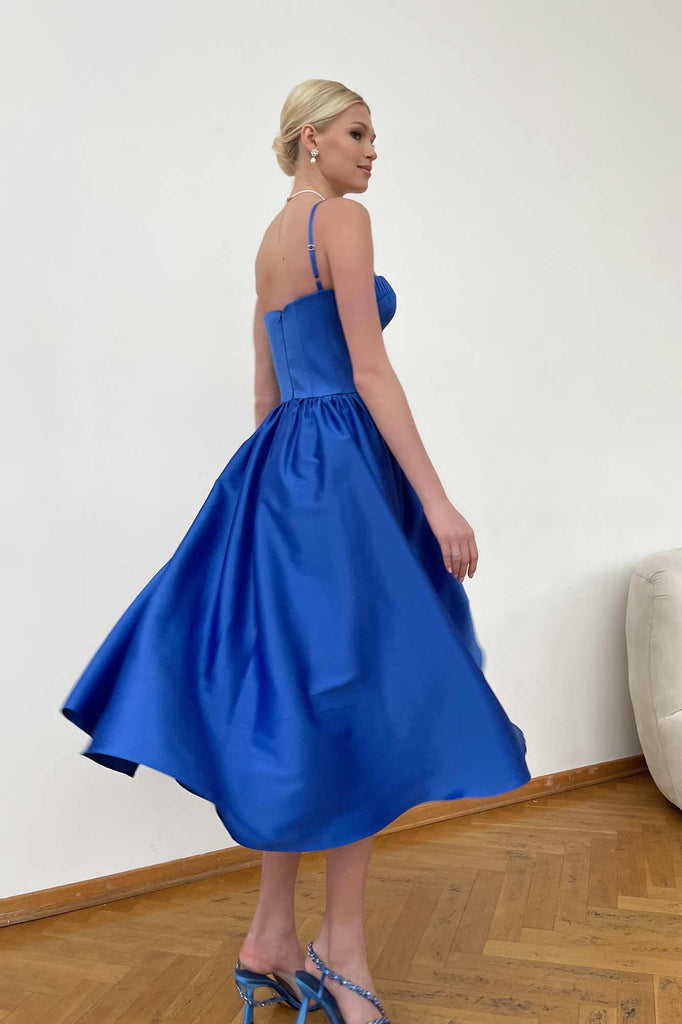 Bustier Pleated Bust Cups Midi Dress - POST MERIDIEM